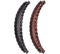 2 Pcs Tort Banana Clips Fish Clips Vintage Clincher Combs Tool for Thick Curly Hair Accessories Banana Hair Comb Fish Grip Slide Hair Clips Claws Set,Clips and Barrettes (Black and Brown)