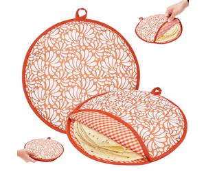 2 Pcs Tortilla Warmer Pouch, Taco Heat Container, Taco Warmer Bag, 30cm Tortilla Pouch Insulated Heat Keeper, Bread Insulated Holder, Microwave Safe with PP Cotton for Home Kitchen(Style2)