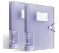 2 Pcs Total120 Pockets A4 Display Folders, A4 Display Book Folder with Plastic Sleeves and Safety Rope Presentation Folders Document Project Folder for School and Offices