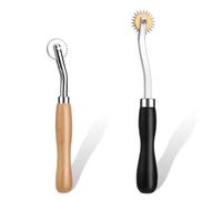 2 PCS Tracing Wheel with Wooden Handle Stainless Steel Pounce Wheel, Point Sewing Tracing Wheel for Sewing Patterns, Rotary Perforator, Overstitch Wheel, Perforation Cutter