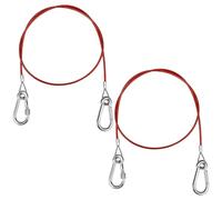 2 PCS Trailer Breakaway Cable, Caravan Breakaway Cable, 1 Metre Trailer Safety Cable with 2 Carabiners, Red Breakaway Cable for All Common Braked Trailers