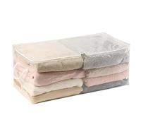 2 Pcs Transparent Storage Bags Clear Organizer Sweater Case Bed Linen Sheet Waterproof Vinyl Foldable Pouch for Closet and Moving(L)