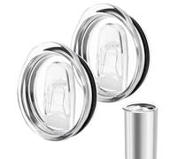2 Pcs Transparent Straight Cup Push Lid Mug Lid, Spill-Proof Travel Mug Covers with Sliding Silicone Tops, Classic Clear Flip Replacement Lids, for Coffee Cups, Straw Cups and Glasses(20 oz)