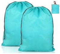 2 Pcs Travel Laundry Bag, Foldable Drawstring Bags, Tear Resistant Large Laundry Bag, Storage Bag for Dirty Clothes Toys Shoes Camping Outdoor, 60 x 80 cm, Blue