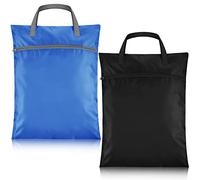 2 Pcs Travel Laundry Bag with Handle Dirty Clothes Bag for Traveling Hanging Laundry Hamper with Two Zippered Pockets Washable Waterproof Reusable for Sports Home Travel College Dorm (Black, Blue)