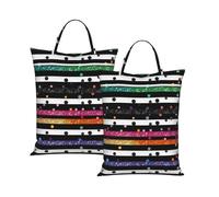 2 PCS Travel Laundry Bags, Black White Glitter Rainbow Polka Dot Stripe Prints Washable Dirty Clothes Bags for Dirty Clothes & Travel Needs