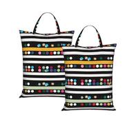 2 PCS Travel Laundry Bags, Glitter Rainbow Polka Dot Black White Stripe Prints Washable Dirty Clothes Bags for Dirty Clothes & Travel Needs
