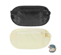 2 Pcs Travel Money Belt, Passport Holder Secure Hidden Adjustable Undercover Fanny Pack Waist Bag for Men with 2 Pockets Adjustable Buckle to Protect Cash Passport Car Mobile Phone Keys