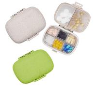 2 Pcs Travel Pill Organizer Medication Pill Box 8 Compartments Moisture Proof Portable Storage Box Daily Times for Vitamin Medicine Cod Liver Oil for Work Home (White + Green)