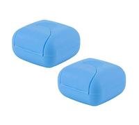 2 PCS Travel Soap Box Waterproof and Leakproof Square Small Soap Dish with Sealed Portable Home Outdoor Supplies (Blue)