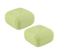 2 PCS Travel Soap Box Waterproof and Leakproof Square Small Soap Dish with Sealed Portable Home Outdoor Supplies (Light Green)