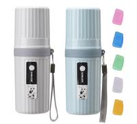 2 Pcs Travel Toothbrush Case, 5 Pcs Toothbrush Head Cover, Dustproof Toothbrush Holder, Toothbrush Storage Case, Waterproof Travel Toothbrush Holder, for Business Camping Trip or Daily(Grey + Blue)