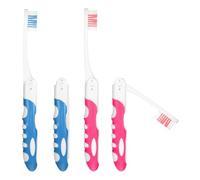2 Pcs Travel Toothbrush, Portable Soft Toothbrush, Small Foldable Travel Toothbrushes Set for Camping Hiking (Pink, Blue)
