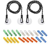 2 Pcs Travel Washing Line, Portable Washing Line, Camping Clothes Line, Extendable Travel Laundry Line With 20 Clips, For Camping Travel Clothes Laundry Drying Outdoor (Black)