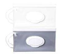 2 Pcs Travel Wipe Dispenser Baby Wipes Dispenser Portable Refillable Wipe Container Reusable Travel Waterproof and Dustproof for Homen Hiking Use Women Gifts White Gray 9.45 × 5.31 Inch