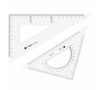 2 PCS Triangle Ruler Square Set 18cm, 16cm 30/60 and 45/90 Degrees Measuring Tools for Classrooms Home Office, Transparent, ruler set