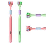 2 Pcs Triple Angle Toothbrush - 3 Bristle, 3 Sided Autism Toothbrush for Adult & Kids' Teeth & Gum Care