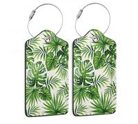 2 Pcs Tropical Leaves Exotic Palm Tree Luggage Tags,Cruise Luggage Tag with Privacy Flap,Name Id Label and Steel Loop for Women Men Travel Bag Suitcase