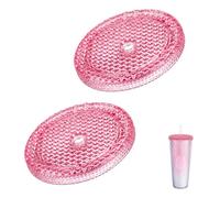 2 PCS Tumbler Replacement Lid Compatible with Starbucks Cup 24/16 oz, Studded Diamond Grid Venti Cold Drink Tumbler Lid
