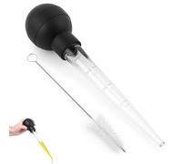 2 Pcs Turkey Baster, Turkey Baster Large, Baster for Cooking, Turkey Oil Dropper with Brush, Cooking Turkey Injector Long Turkey Baster for Oiling and Marinating Turkey Beef Pork(Black)