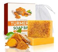 2 Pcs Turmeric Soap Bar - SulisBody Kojic Acid Soap with Foaming Net, Deep Cleansing Oil Control Wash for Face Body, Helps to Achieve Even Skin Tone and Improve Dullness of The Skin
