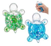 2 PCS Turtle Squishy, Stress Relief Animal Squishys for Office Desk, Classroom Focus Tool, Sensory Tools for Emotional Management, Travel Companion, Party Favors, Green and Blue Design