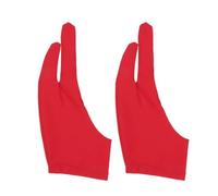 2 Pcs Two Finger Curved Artist Gloves for Digital Drawing on Tablets | Super Thin Spandex, Red Size S, for Graphic Designers and Tablet Monitors