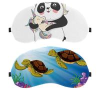 2 PCS Two Turtles Swimming Coral Ocean Sea Sleep Mask, Eye Mask for Men Women, No Pressure Night Eye Cover, Breathable Sleeping Eye Mask, Light Blocking