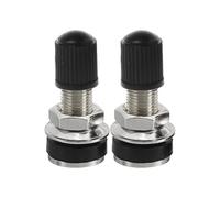 2 PCS Tyre Valve Metal Valve Stems With Dust Caps Tubeless Copper Rim Valves With Rubber Plug Universal Schrader Valve Kit For Wheel Motorcycle Bicycle Tyres, 32mm Press-fit Assembly (Silver)
