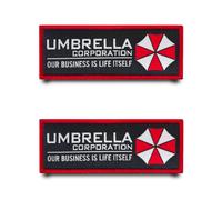 2 Pcs Umbrella Corporation Our Business is Life Itself Funny Patch Tactical Embroidered Emblem Fastener Hook & Loop Applique Military Flag Patches for Backpacks,Jacket,Vest,Bags,Clothes,Hats