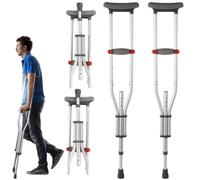 2 Pcs Underarm Crutches, Foldable Aluminum Alloy Walking Aids, Lightweight with Soft Rests, Adjustable Height from 38.6 to 62.2 inches