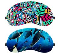 2 PCS Underwater Ocean Sea Penguin Sleep Mask for Side Sleeper Men Women, Light Blocking Eye Mask Cover Eyeshade with Adjustable Strap, Night Blindfold