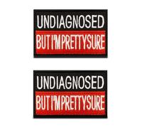 2 Pcs Undiagnosed But I am Pretty Sure Funny Sayings Tactical Patch Hook and Loop Embroidered Trendy Biker Patches Emblem for Clothes,Backpack, Bags,Vest, Jackets, Hats, Dog Harness