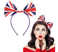 2 Pcs Union Jack Hairband, British Flag Bow Hair Hoop, Satin England Flag Headwear Flag Sport