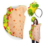 2 Pcs Unisex Adult Mexican Taco Costume and Headwear Set, Fiesta Party Funny Food Costume Cinco De Mayo Felt Taco Hat/Headband for Men and Women Christmas Halloween Dress up Party (Headband Style)