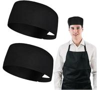 2 Pcs Unisex Chef Hat,Black Adjustable Catering Hats,with Breathable Mesh Top Skull Cap,Kitchen Cooking Caps Hair Cover,for Men Women Adult Professional Kitchen Bakers School Restaurant Cooking