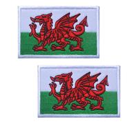 2 PCS United Kingdom British Union UK Wales Welsh Dragon Applique Patch Tactical Embroidered Emblem Hook and Loop Patches for Football Billiards Clothes,Armband,Backpack,Jacket,Jeans