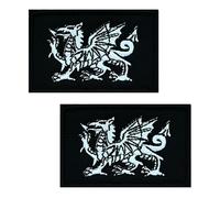 2 PCS United Kingdom British Union UK Wales Welsh Dragon Badge Applique Patch Tactical Embroidered Emblem Hook and Loop Patches for Football Billiards Clothes,Armband,Backpack,Jacket,Jeans(Black)