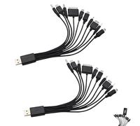 2 PCS Universal 10 in 1 Universal Charger with Multiple Heads, Multiple Charger Cable Compatible with Samsung for Smartphones Tablets, and Game Consoles Travel and Office Use