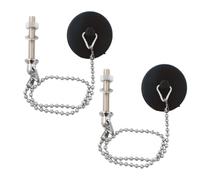 2 Pcs Universal Bath Plug, Drain Stopper Sink Plug with 19cm Plastic Chain, Bath Plug Replacement, Rubber Bath Plug with Screw for Bathroom Kitchen, 4.2cm