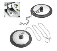 2 Pcs Universal Bath Plug, Kitchen Sink Plug with Stainless Steel Chain, Bath Plug Replacement, Bathroom Sink Plug Replacement, Drain Stopper for Bathroom Kitchen,6.6mm to 4.3 mm
