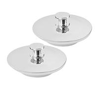 2 Pcs Universal Bath Plug, Stainless Steel Pop Up Kitchen Sink Plug Replacement, Push Type Bath Plugs Replacement with a Handle Take for Kitchen Bathroom Wash Basin Laundry Sink Rv Sink
