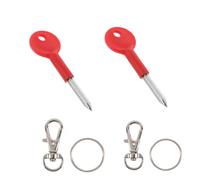 2 PCS Universal Brass Bolt Key with Key Chains for Door and Window Lock Replacement, Red Plastic Handle, Easy-to-Use Fire Lock Tool, Universal Six Star Design