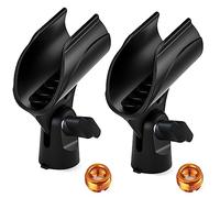 2 Pcs Universal Microphone Clip, Adjustable Mic Clip Holder for Mic Stand, Come with 5/8" Male to 3/8" Female Screw Adapter