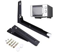 2 PCS Universal Microwave Shelf Wall Mounted, Microwave Wall Bracket Arm Adjustable Extensible Folding Shelf Brackets Load 45kg for Microwaves Oven (Black)