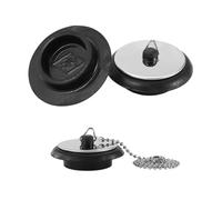 2 Pcs Universal Sink Plug - 43mm Rubber Drain Stopper with 40cm Stainless Steel Chain, Leak-Proof Bath Plug for Kitchen, Bathroom, Laundry Sink