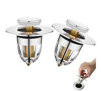 2 PCS Universal Sink Plug Replacement Steel Strainer for 33-40 MM Pop Up Sink & Bath Basin Cover with Strainer Basket Hair Catcher