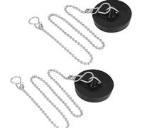 2 Pcs Universal Sink Plug Stainless Ball Chain with,Sink Plug,Drain Stopper Kitchen Sink Plug Replacement Rubber Bath Plug and Chain Basin Plug Bath Drain Stopper Plug Sink Stopper Plug for Bathtub
