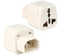 2 Pcs Universal Travel Adapter, IEC C14 to Universal Socket Worldwide Travel Power Plug Converter Fits Type C/D/E/F/G/H/L, 250V 15A Plug Adaptor for PDU UPS Server Power, White