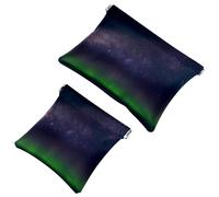 2 PCS Universe Space Milky Way Pocket Cosmetic Bag, Self-Closing Shrapnel Makeup Pouch, Portable No Zipper Mini Travel Make Up Bag for Headphones Coin Lipstick Cosmetics Earphones Jewelry Organizer